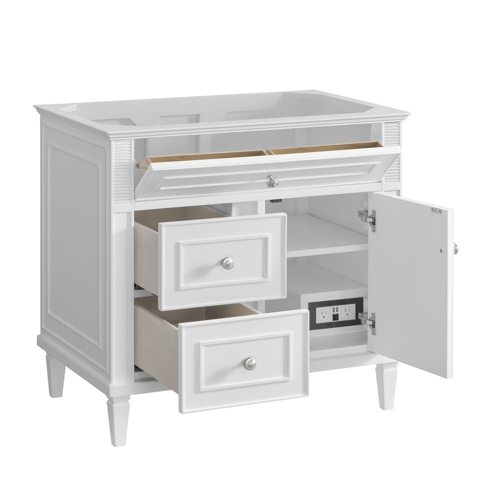 James Martin - Lorelai 36" Single Vanity, Bright White w/ 3 CM White Zeus Silestone Top - 424-V36-BW-3WZ view 10