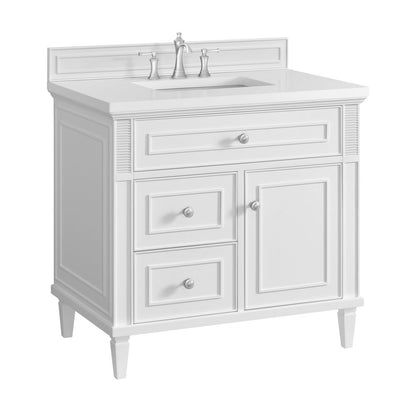 James Martin - Lorelai 36" Single Vanity, Bright White w/ 3 CM White Zeus Silestone Top - 424-V36-BW-3WZ view 12