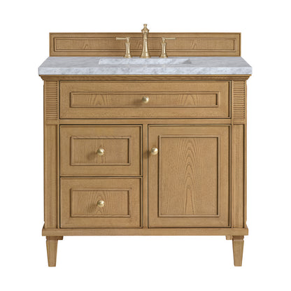 James Martin - Lorelai 36" Single Vanity, Light Natural Oak w/ 3 CM Carrara White Marble Top - 424-V36-LNO-3CAR view 1