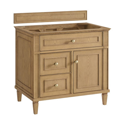 James Martin - Lorelai 36" Single Vanity, Light Natural Oak w/ 3 CM Carrara White Marble Top - 424-V36-LNO-3CAR view 2