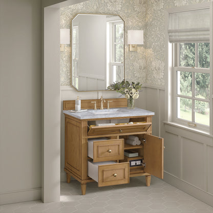 James Martin - Lorelai 36" Single Vanity, Light Natural Oak w/ 3 CM Carrara White Marble Top - 424-V36-LNO-3CAR view 5