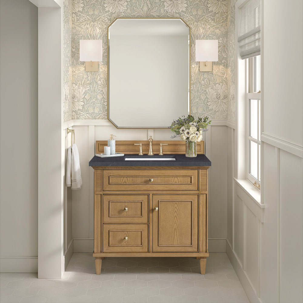 James Martin - Lorelai 36" Single Vanity, Light Natural Oak w/ 3 CM Charcoal Soapstone Silestone Top - 424-V36-LNO-3CSP view 3