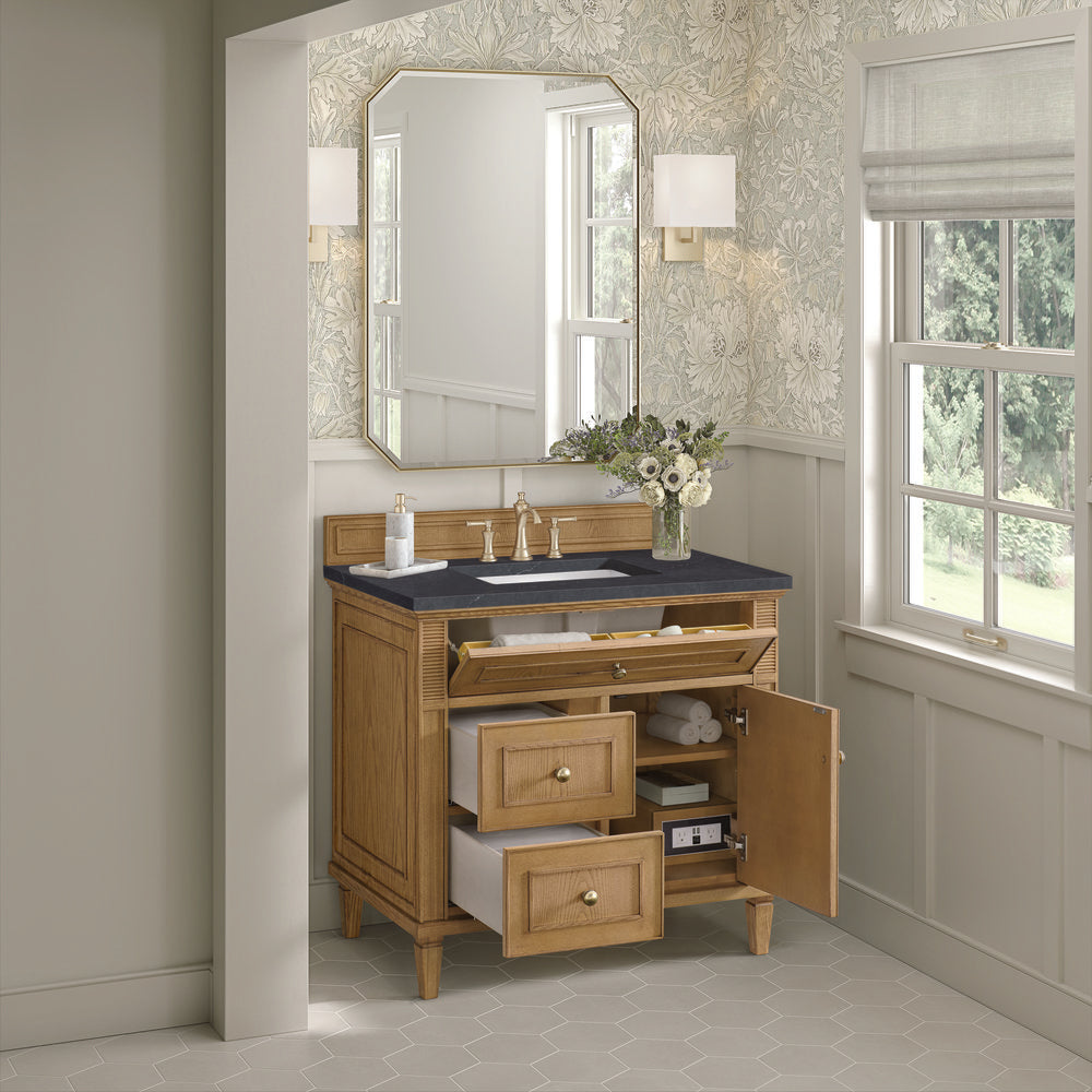 James Martin - Lorelai 36" Single Vanity, Light Natural Oak w/ 3 CM Charcoal Soapstone Silestone Top - 424-V36-LNO-3CSP view 5