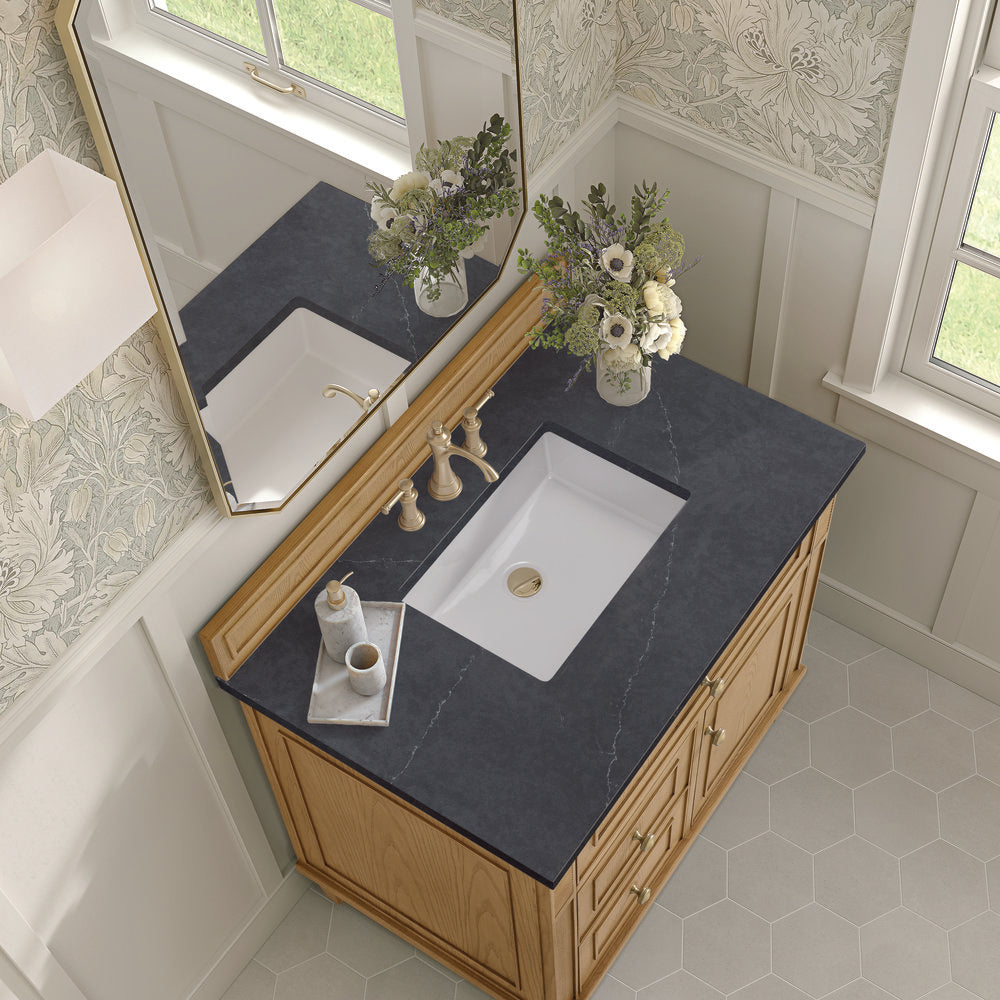 James Martin - Lorelai 36" Single Vanity, Light Natural Oak w/ 3 CM Charcoal Soapstone Silestone Top - 424-V36-LNO-3CSP view 7