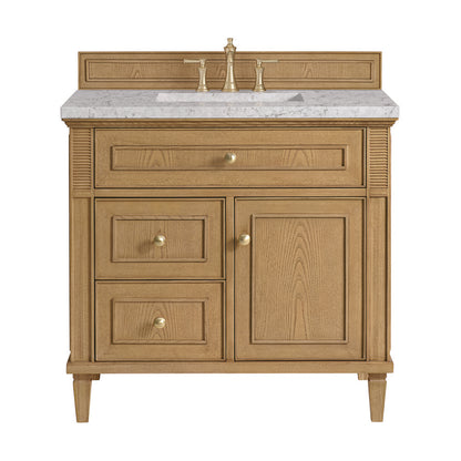 James Martin - Lorelai 36" Single Vanity, Light Natural Oak w/ 3 CM Eternal Jasmine Pearl Silestone Top - 424-V36-LNO-3EJP view 1