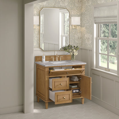 James Martin - Lorelai 36" Single Vanity, Light Natural Oak w/ 3 CM Eternal Jasmine Pearl Silestone Top - 424-V36-LNO-3EJP view 5