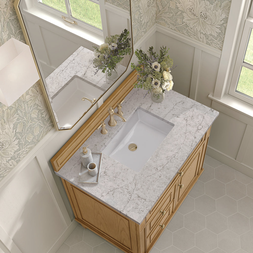 James Martin - Lorelai 36" Single Vanity, Light Natural Oak w/ 3 CM Eternal Jasmine Pearl Silestone Top - 424-V36-LNO-3EJP view 7