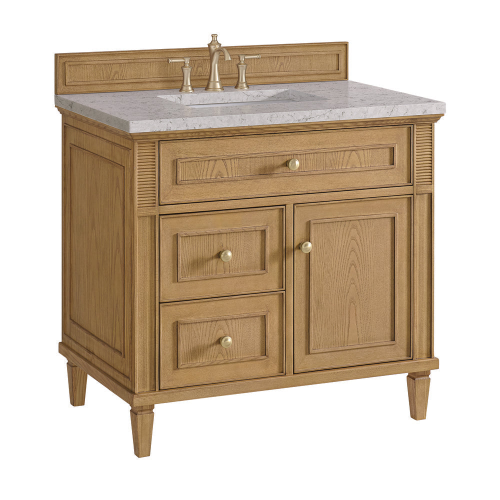 James Martin - Lorelai 36" Single Vanity, Light Natural Oak w/ 3 CM Eternal Jasmine Pearl Silestone Top - 424-V36-LNO-3EJP view 10