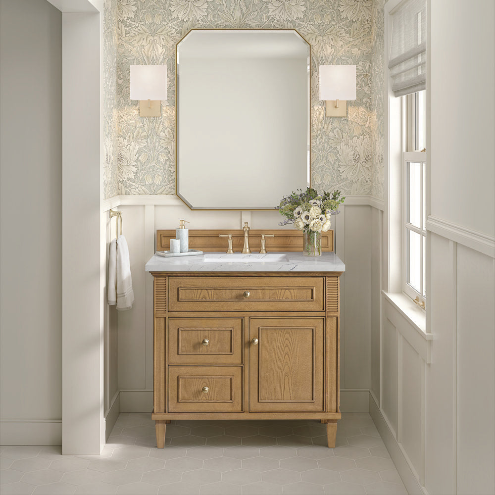 James Martin - Lorelai 36" Single Vanity, Light Natural Oak w/ 3 CM Ethereal Noctis Silestone Top - 424-V36-LNO-3ENC view 3