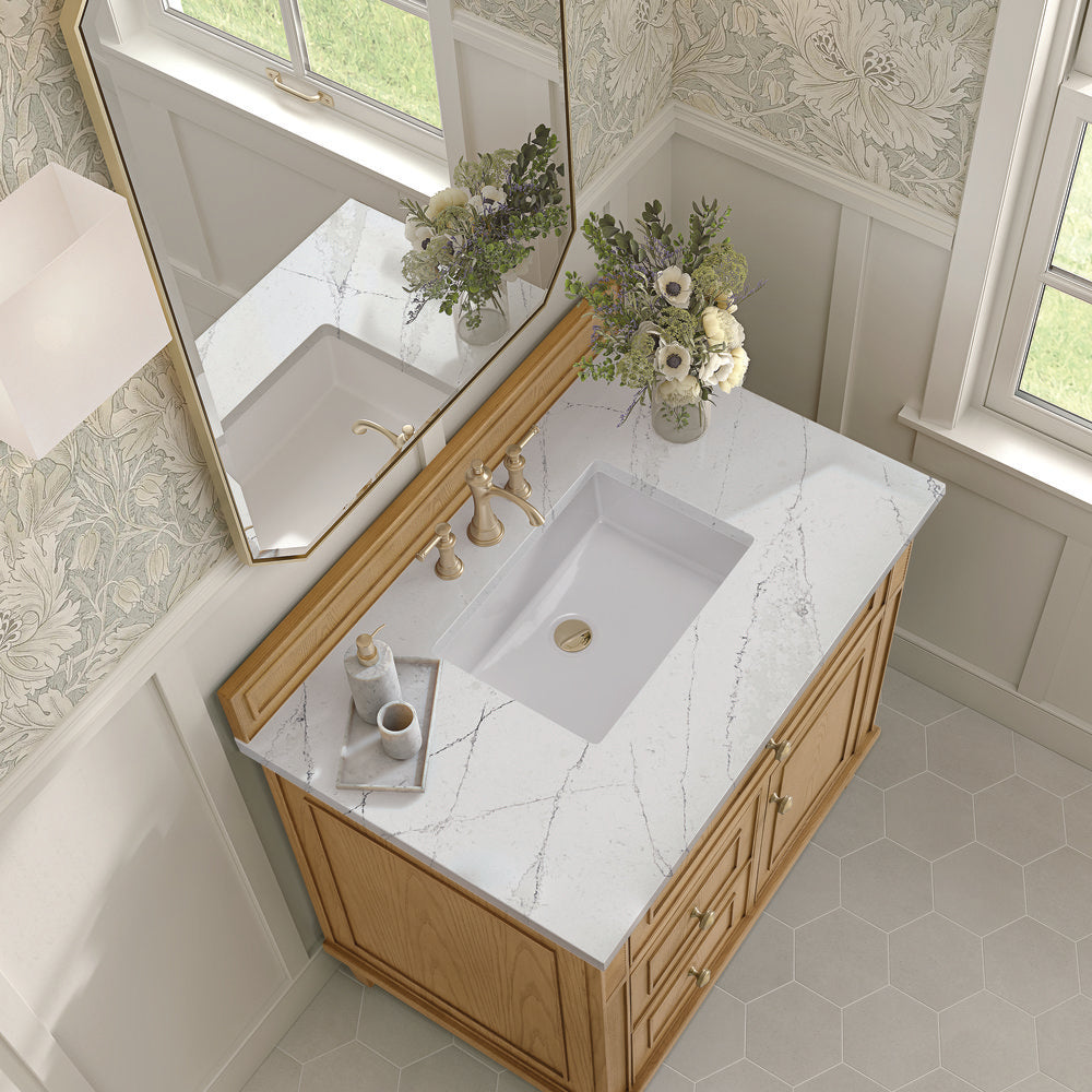 James Martin - Lorelai 36" Single Vanity, Light Natural Oak w/ 3 CM Ethereal Noctis Silestone Top - 424-V36-LNO-3ENC view 7