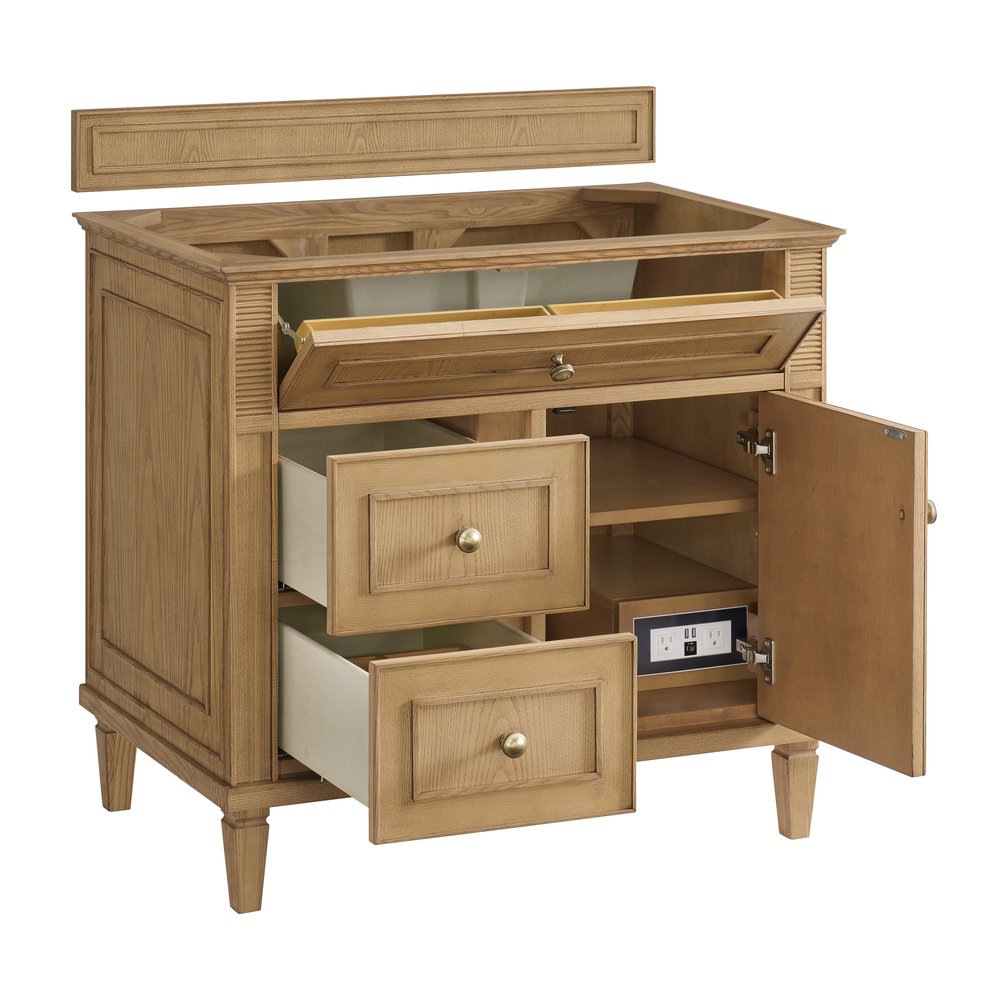 James Martin - Lorelai 36" Single Vanity, Light Natural Oak w/ 3 CM Ethereal Noctis Silestone Top - 424-V36-LNO-3ENC view 8