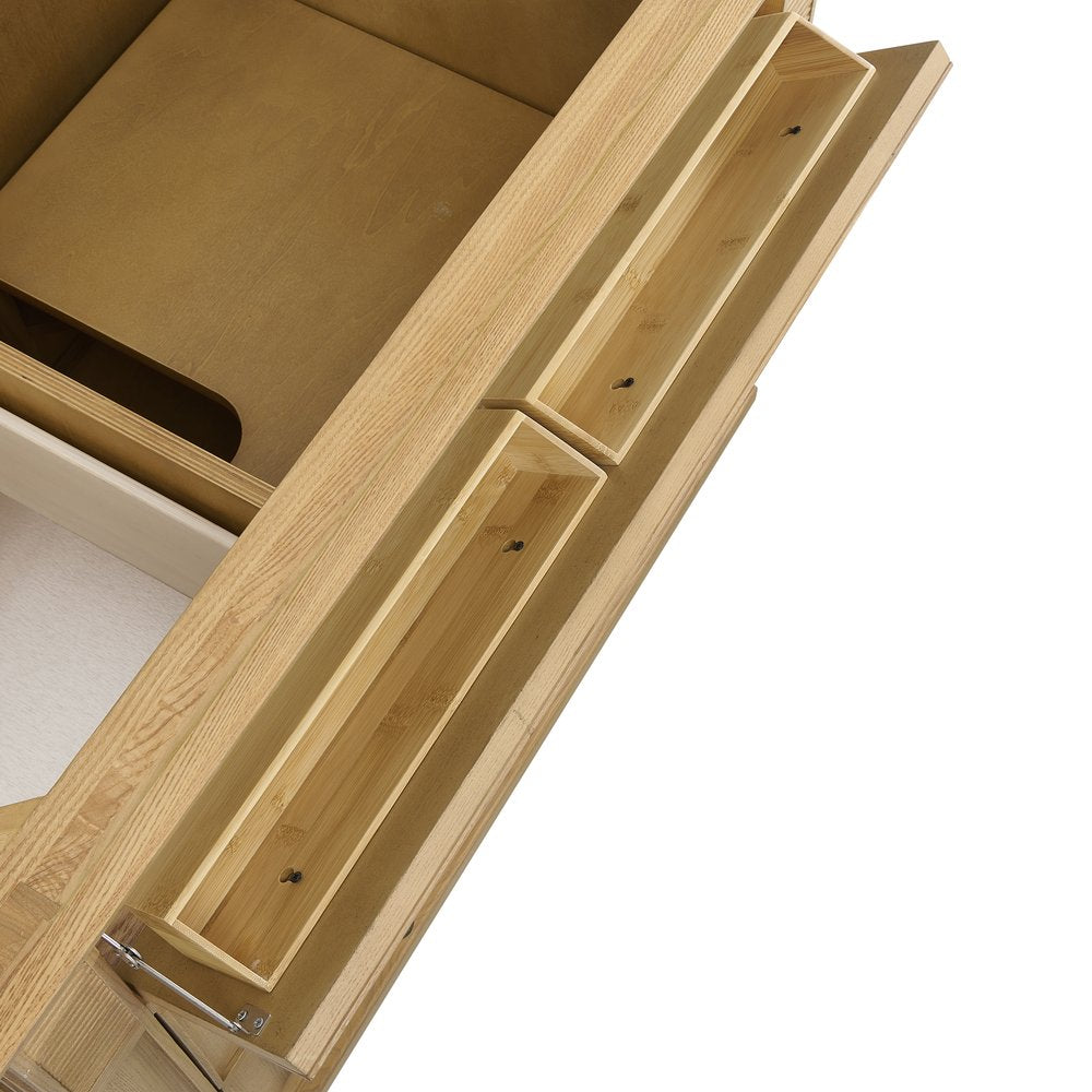 James Martin - Lorelai 36" Single Vanity, Light Natural Oak w/ 3 CM Ethereal Noctis Silestone Top - 424-V36-LNO-3ENC view 14