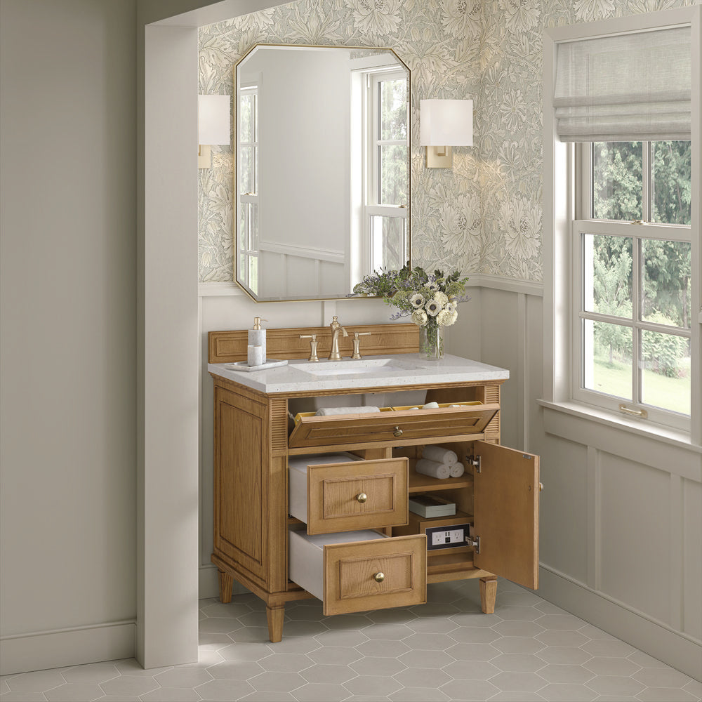 James Martin - Lorelai 36" Single Vanity, Light Natural Oak w/ 3 CM Lime Delight Silestone Top - 424-V36-LNO-3LDL view 5