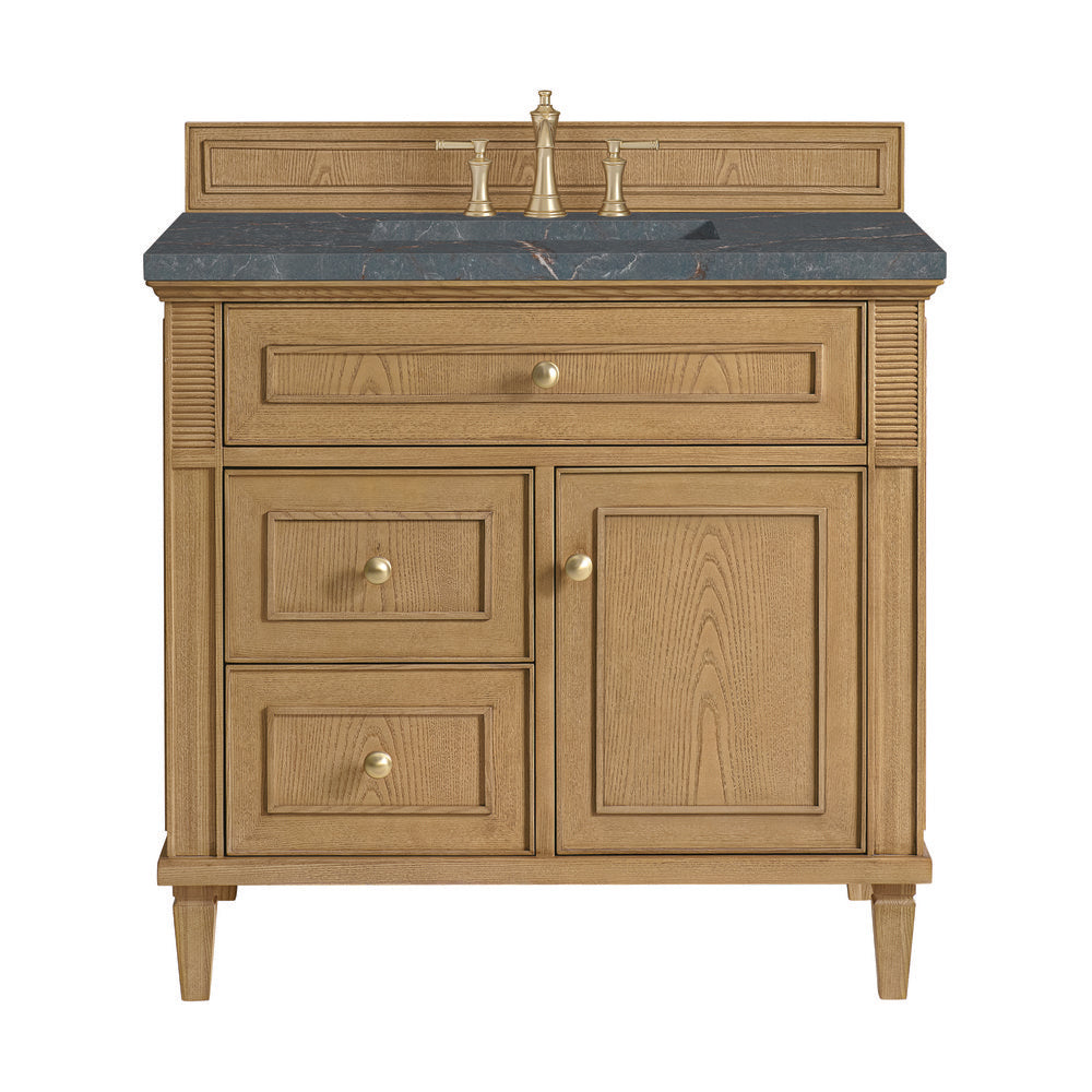 James Martin - Lorelai 36" Single Vanity, Light Natural Oak w/ 3 CM Parisien Bleu Silestone Top - 424-V36-LNO-3PBL view 1