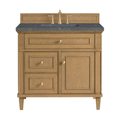 James Martin - Lorelai 36" Single Vanity, Light Natural Oak w/ 3 CM Parisien Bleu Silestone Top - 424-V36-LNO-3PBL view 1
