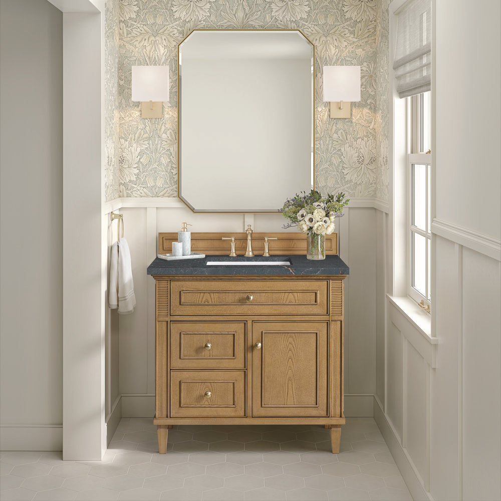 James Martin - Lorelai 36" Single Vanity, Light Natural Oak w/ 3 CM Parisien Bleu Silestone Top - 424-V36-LNO-3PBL view 3