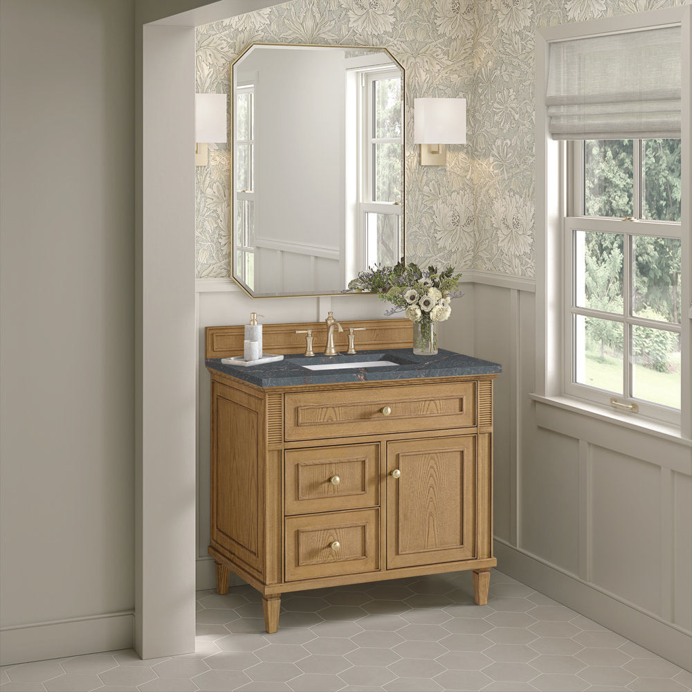 James Martin - Lorelai 36" Single Vanity, Light Natural Oak w/ 3 CM Parisien Bleu Silestone Top - 424-V36-LNO-3PBL view 4