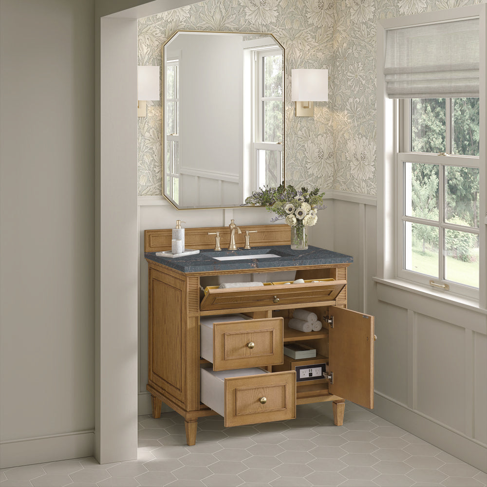 James Martin - Lorelai 36" Single Vanity, Light Natural Oak w/ 3 CM Parisien Bleu Silestone Top - 424-V36-LNO-3PBL view 5