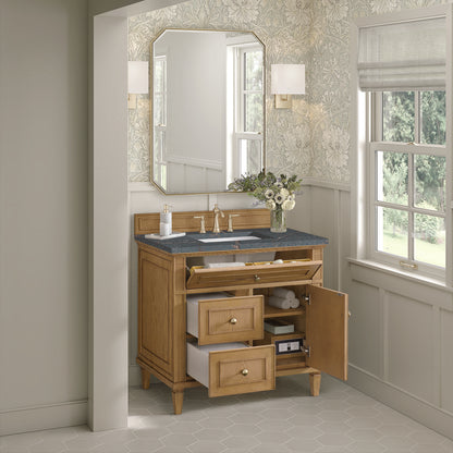 James Martin - Lorelai 36" Single Vanity, Light Natural Oak w/ 3 CM Parisien Bleu Silestone Top - 424-V36-LNO-3PBL view 5