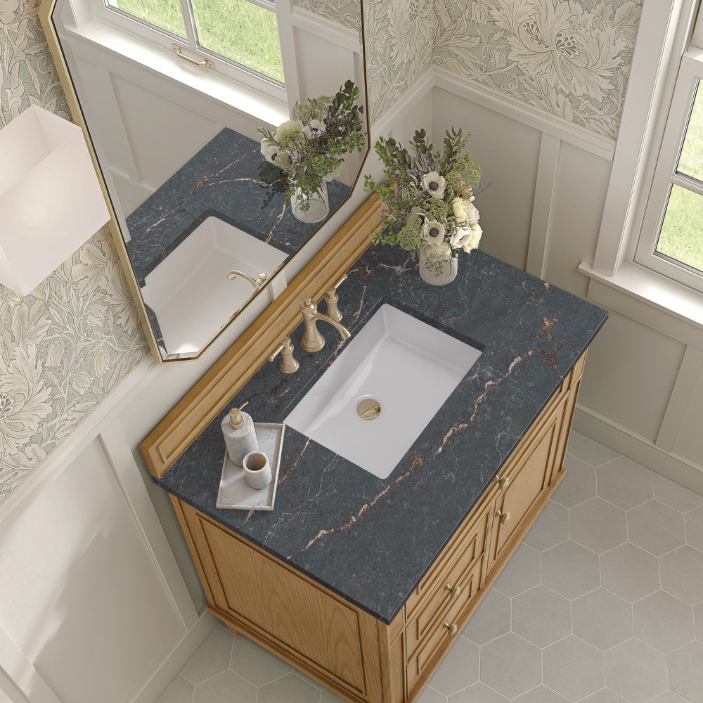 James Martin - Lorelai 36" Single Vanity, Light Natural Oak w/ 3 CM Parisien Bleu Silestone Top - 424-V36-LNO-3PBL view 7