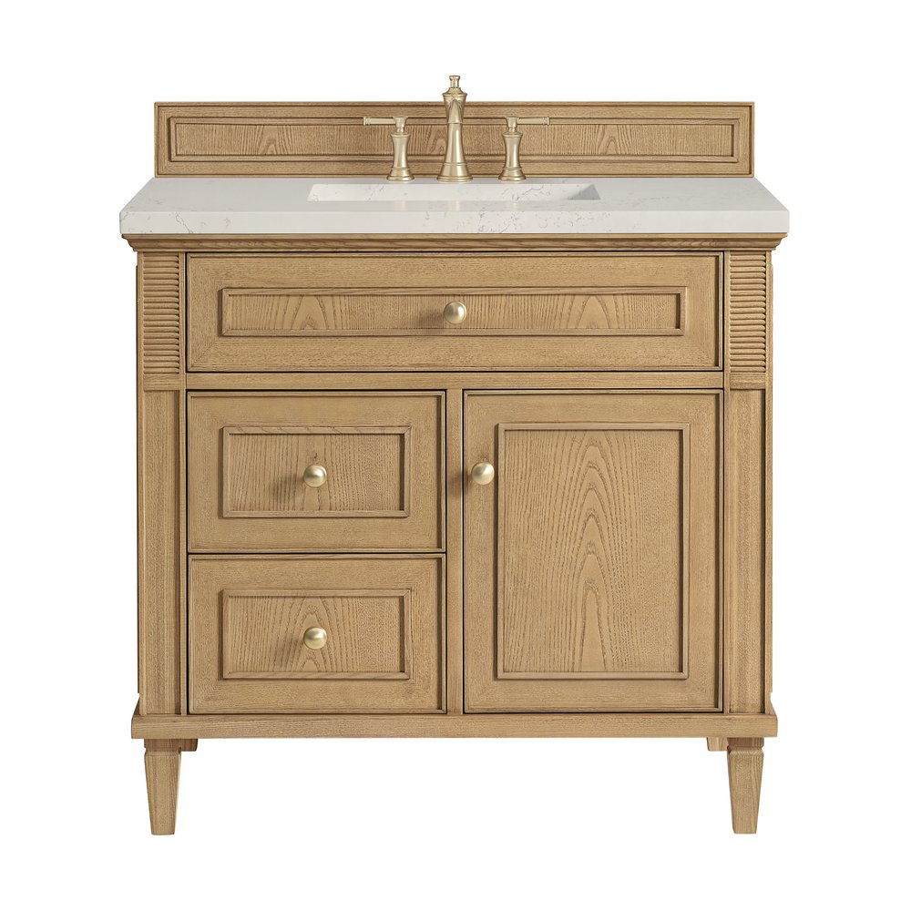 James Martin - Lorelai 36" Single Vanity, Light Natural Oak, w/ 3 CM Siberian Silestone Top - 424-V36-LNO-3SFR view 1