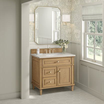 James Martin - Lorelai 36" Single Vanity, Light Natural Oak, w/ 3 CM Siberian Silestone Top - 424-V36-LNO-3SFR view 4