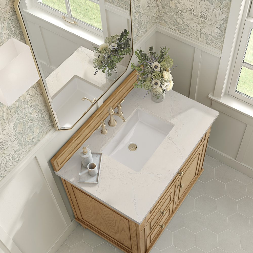James Martin - Lorelai 36" Single Vanity, Light Natural Oak, w/ 3 CM Siberian Silestone Top - 424-V36-LNO-3SFR view 7