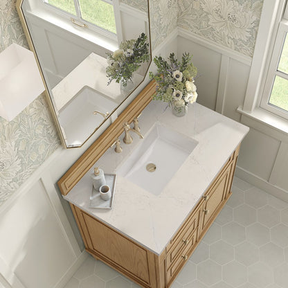 James Martin - Lorelai 36" Single Vanity, Light Natural Oak, w/ 3 CM Siberian Silestone Top - 424-V36-LNO-3SFR view 7