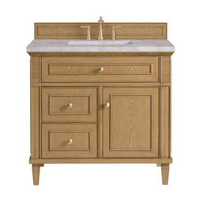 James Martin - Lorelai 36" Single Vanity, Light Natural Oak w/ 3 CM Victorian Silver Silestone Top - 424-V36-LNO-3VSL view 1
