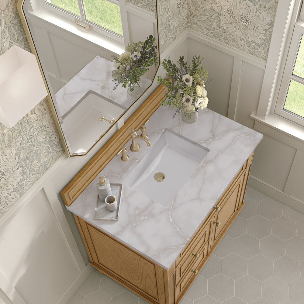 James Martin - Lorelai 36" Single Vanity, Light Natural Oak w/ 3 CM Victorian Silver Silestone Top - 424-V36-LNO-3VSL view 7