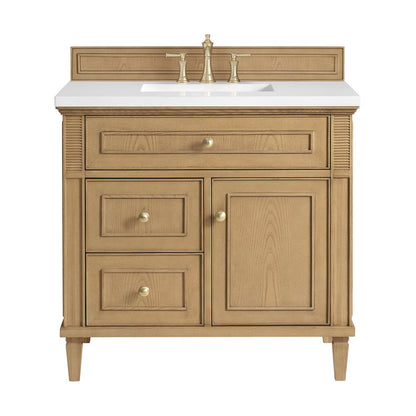 James Martin - Lorelai 36" Single Vanity, Light Natural Oak w/ 3 CM White Zeus Silestone Top - 424-V36-LNO-3WZ view 1