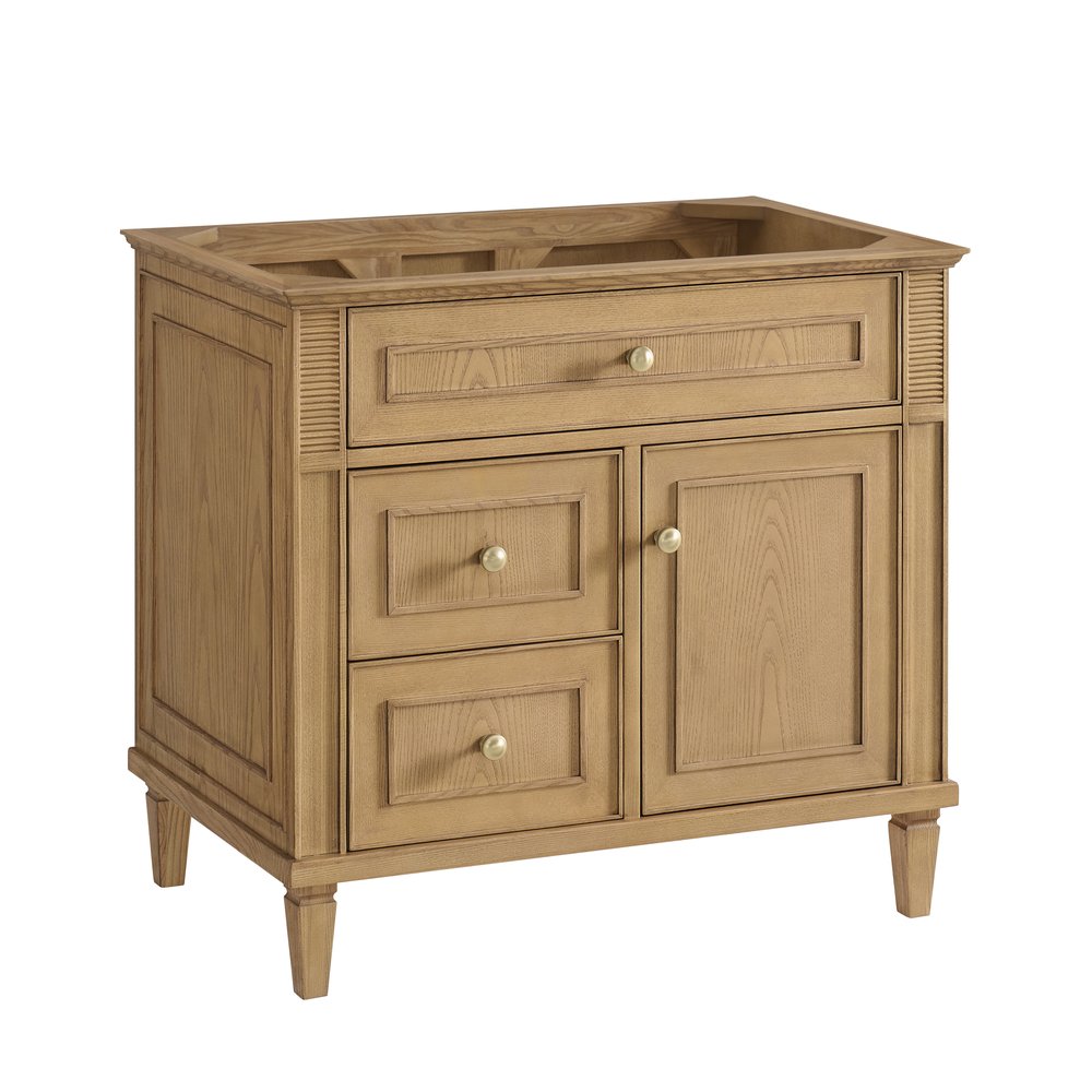 James Martin - Lorelai 36" Single Vanity, Light Natural Oak w/ 3 CM White Zeus Silestone Top - 424-V36-LNO-3WZ view 2