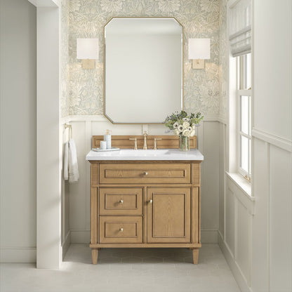James Martin - Lorelai 36" Single Vanity, Light Natural Oak w/ 3 CM White Zeus Silestone Top - 424-V36-LNO-3WZ view 3