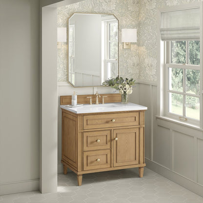 James Martin - Lorelai 36" Single Vanity, Light Natural Oak w/ 3 CM White Zeus Silestone Top - 424-V36-LNO-3WZ view 4