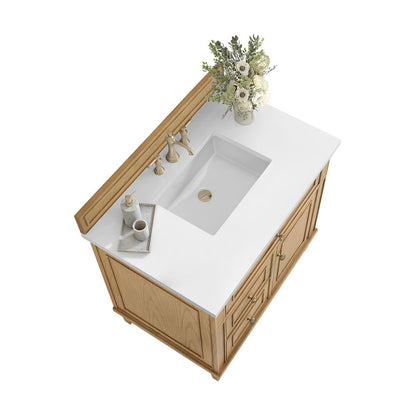 James Martin - Lorelai 36" Single Vanity, Light Natural Oak w/ 3 CM White Zeus Silestone Top - 424-V36-LNO-3WZ view 8