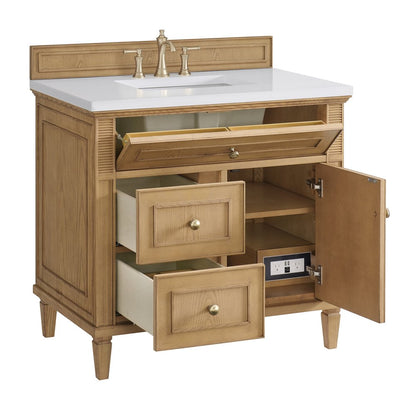 James Martin - Lorelai 36" Single Vanity, Light Natural Oak w/ 3 CM White Zeus Silestone Top - 424-V36-LNO-3WZ view 9