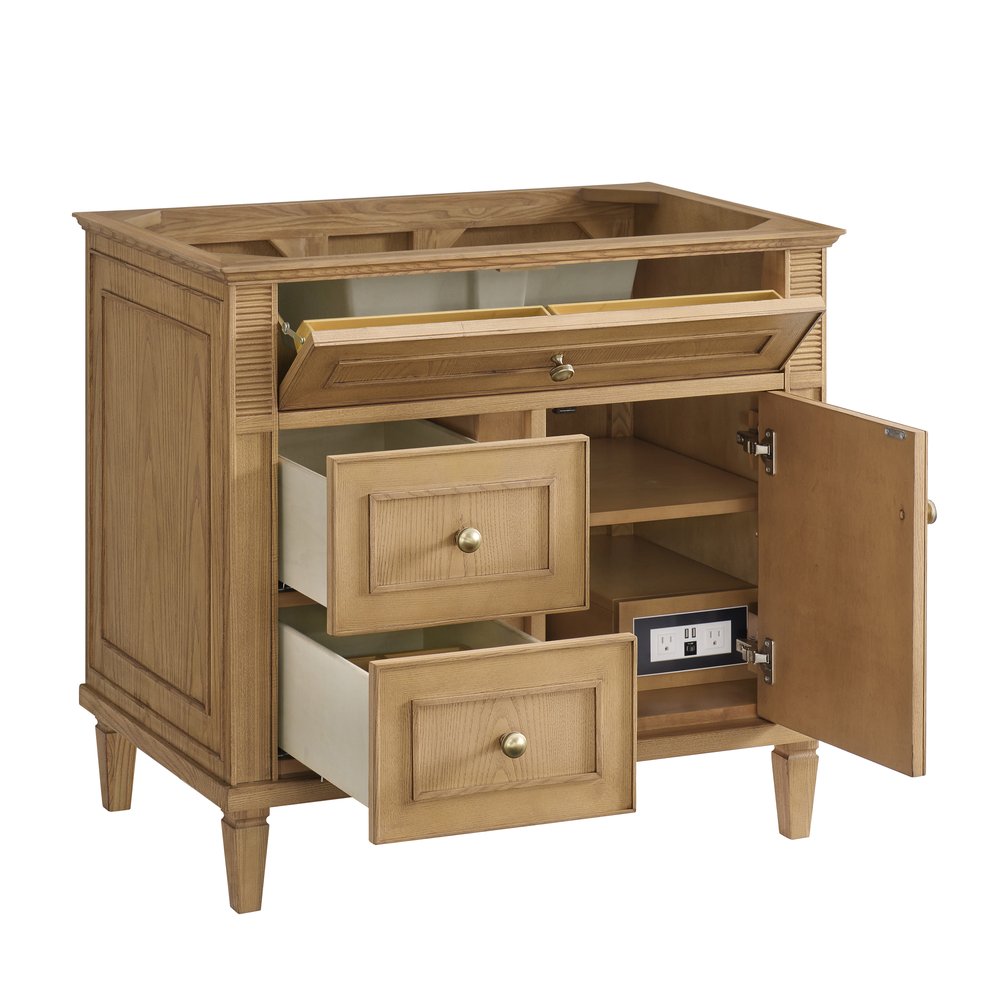 James Martin - Lorelai 36" Single Vanity, Light Natural Oak w/ 3 CM White Zeus Silestone Top - 424-V36-LNO-3WZ view 10