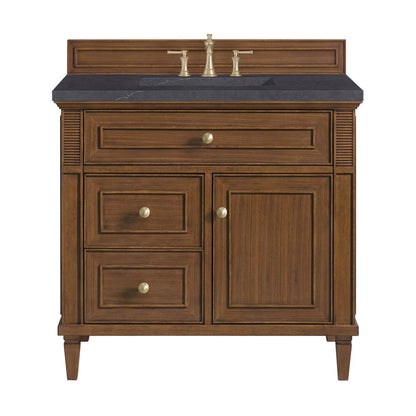 James Martin - Lorelai 36" Single Vanity, Mid-Century Walnut w/ 3 CM Charcoal Soapstone Silestone Top - 424-V36-WLT-3CSP view 1