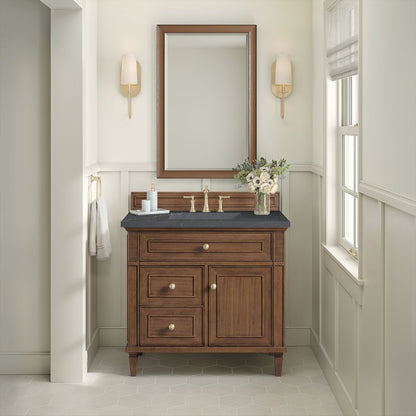 James Martin - Lorelai 36" Single Vanity, Mid-Century Walnut w/ 3 CM Charcoal Soapstone Silestone Top - 424-V36-WLT-3CSP view 2