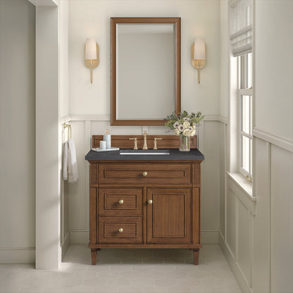 James Martin - Lorelai 36" Single Vanity, Mid-Century Walnut w/ 3 CM Charcoal Soapstone Silestone Top - 424-V36-WLT-3CSP view 3
