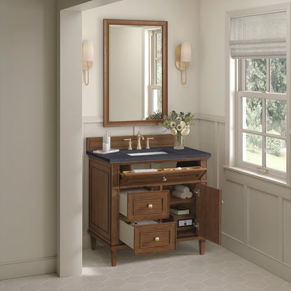 James Martin - Lorelai 36" Single Vanity, Mid-Century Walnut w/ 3 CM Charcoal Soapstone Silestone Top - 424-V36-WLT-3CSP view 5