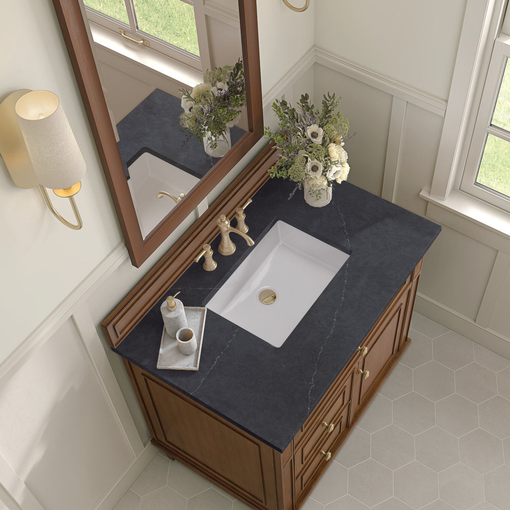 James Martin - Lorelai 36" Single Vanity, Mid-Century Walnut w/ 3 CM Charcoal Soapstone Silestone Top - 424-V36-WLT-3CSP view 6