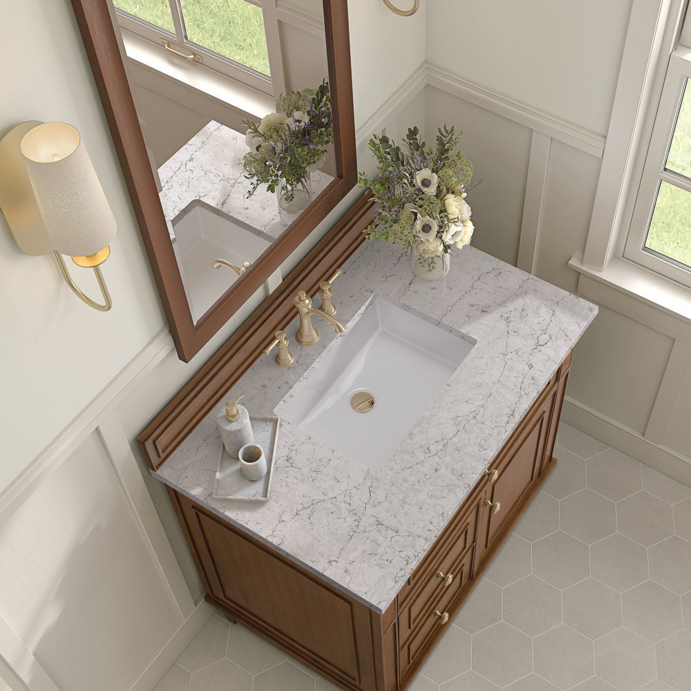 James Martin - Lorelai 36" Single Vanity, Mid-Century Walnut w/ 3 CM Eternal Jasmine Pearl Silestone Top - 424-V36-WLT-3EJP view 8