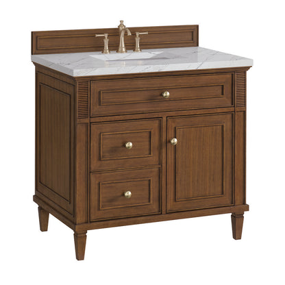James Martin - Lorelai 36" Single Vanity, Mid-Century Walnut w/ 3 CM Ethereal Noctis Silestone Top - 424-V36-WLT-3ENC view 11