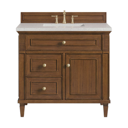 James Martin - Lorelai 36" Single Vanity, Mid-Century Walnut w/ 3 CM Lime Delight Silestone Top - 424-V36-WLT-3LDL view 1