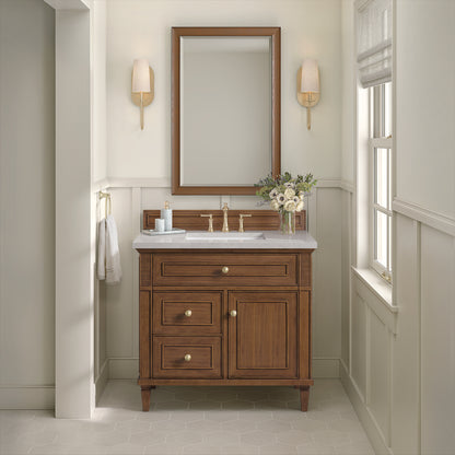 James Martin - Lorelai 36" Single Vanity, Mid-Century Walnut w/ 3 CM Lime Delight Silestone Top - 424-V36-WLT-3LDL view 4