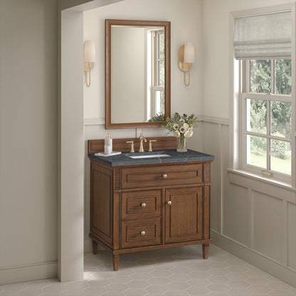 James Martin - Lorelai 36" Single Vanity, Mid-Century Walnut w/ 3 CM Parisien Bleu Silestone Top - 424-V36-WLT-3PBL view 5