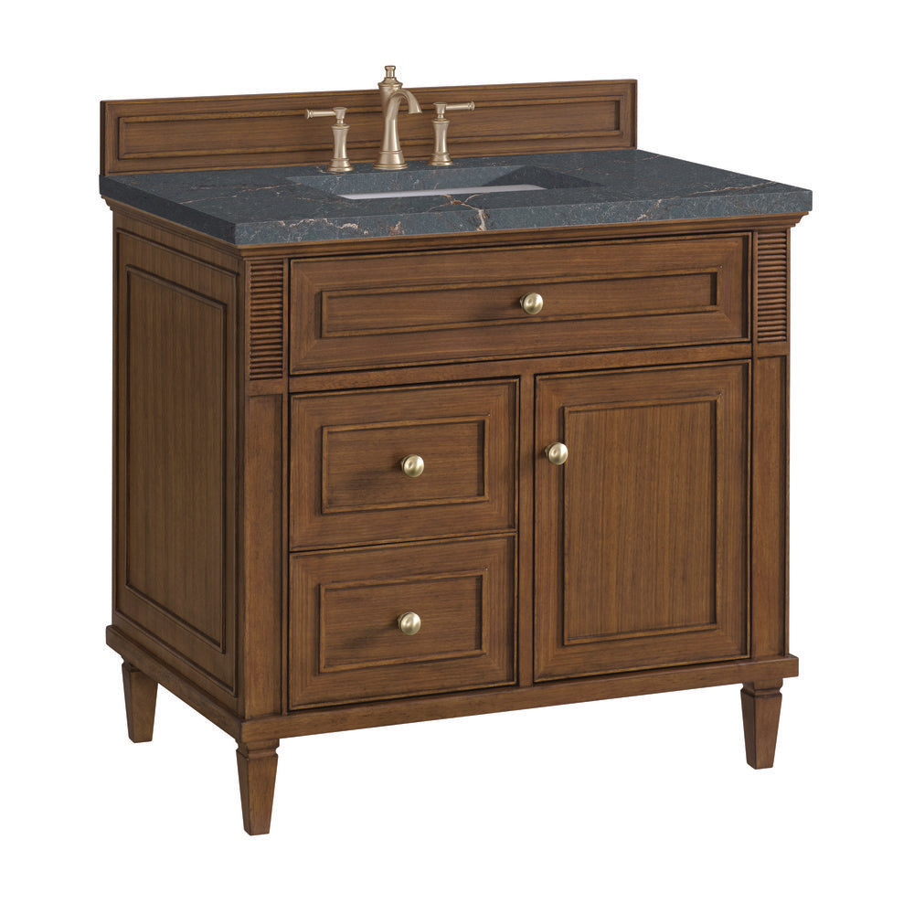 James Martin - Lorelai 36" Single Vanity, Mid-Century Walnut w/ 3 CM Parisien Bleu Silestone Top - 424-V36-WLT-3PBL view 11