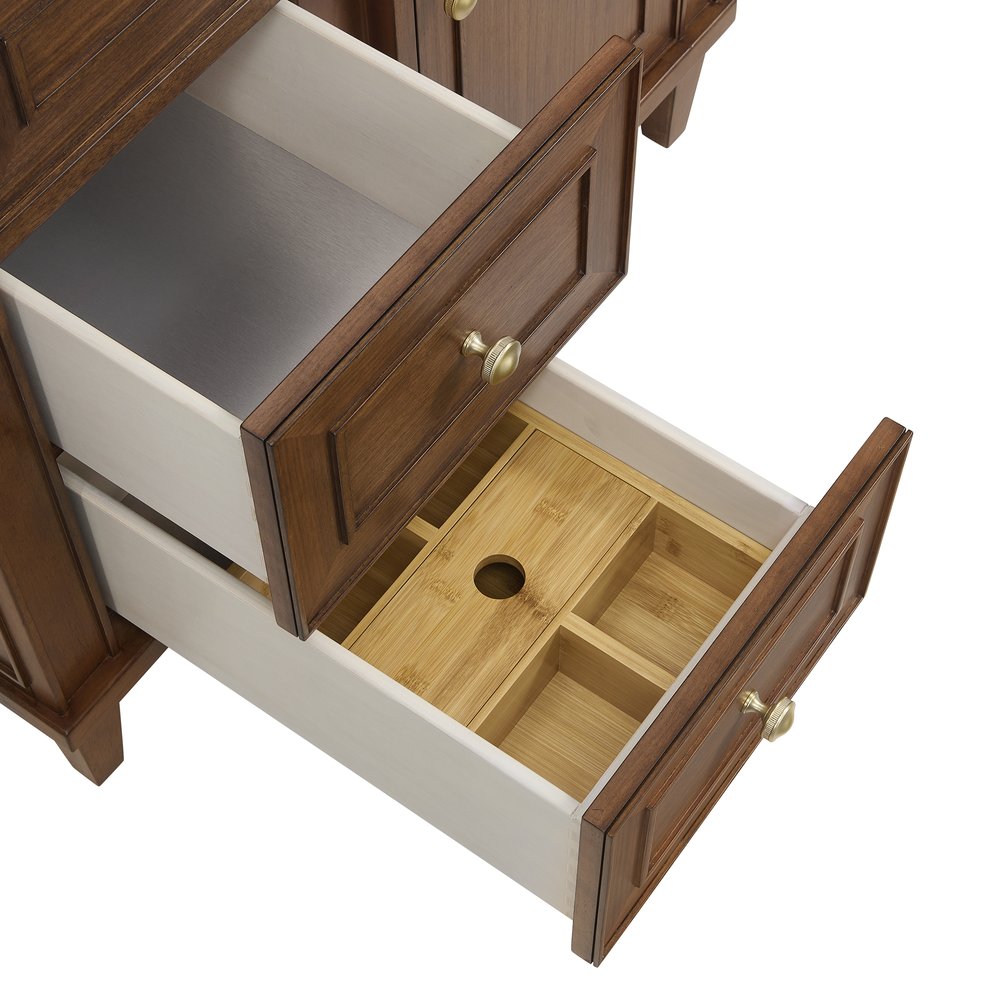 James Martin - Lorelai 36" Single Vanity, Mid-Century Walnut w/ 3 CM Parisien Bleu Silestone Top - 424-V36-WLT-3PBL view 14