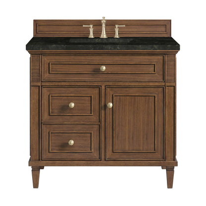 James Martin - Lorelai 36" Single Vanity, Mid-Century Walnut, w/ 3 CM Phantome Eclos Top - 424-V36-WLT-3PHT view 1